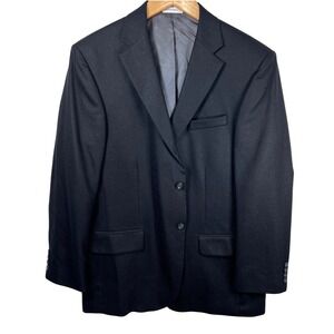 Vtg Geoffrey‎ Beene Black Wool 2 Button Classic Blazer Suit Jacket Men Size 44R